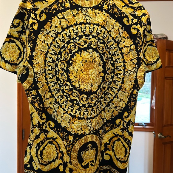 Men's Versace BAROCCO signature print shirt size large made in Italy - Picture 4 of 7